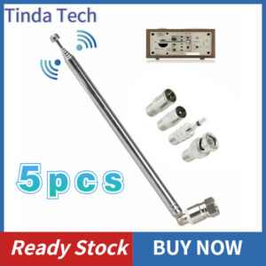 FM Radio Antenna 75 Ohm F Type Male Telescopic Antenna with 3 Adapters